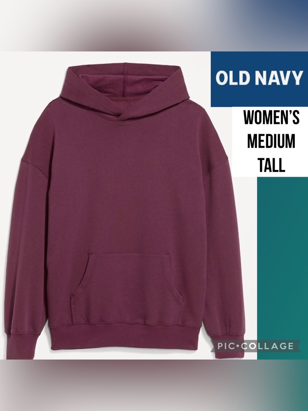 Old Navy Womens Hoodie SoComfy Oversized Pullover Sweatshirt Cherry Bark M TALL